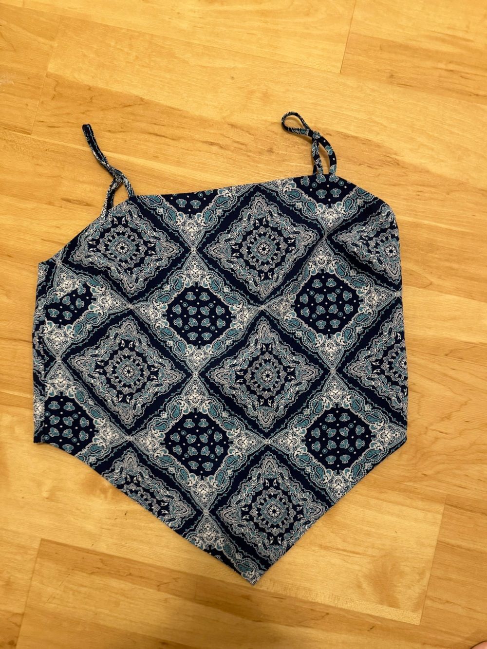 Papaya Paisley Handkerchief Navy Going Out Top with Tie Back Size Large